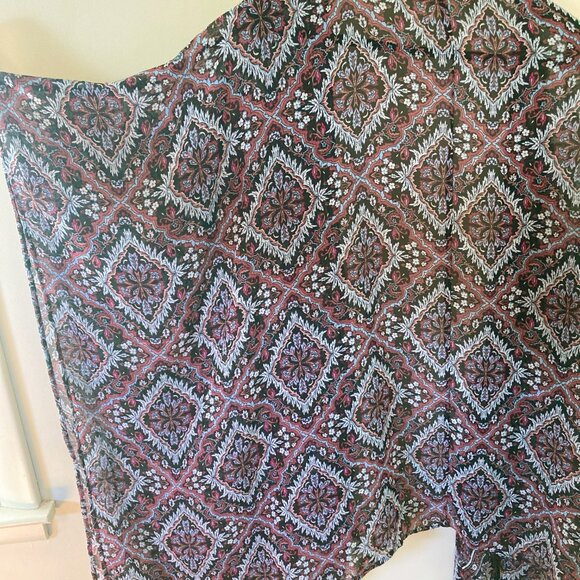 Lane Bryant Medium-Sleeve Chiffon Overpiece OneSize Patterned Blue Pink Plus - Picture 4 of 6